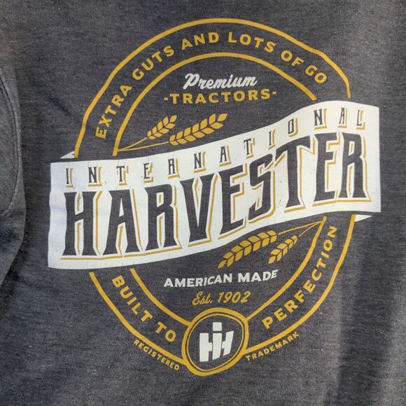 Case IH Men's International Harvester Hoodie Gray Medium Long Sleeve Pullover - Picture 8 of 16